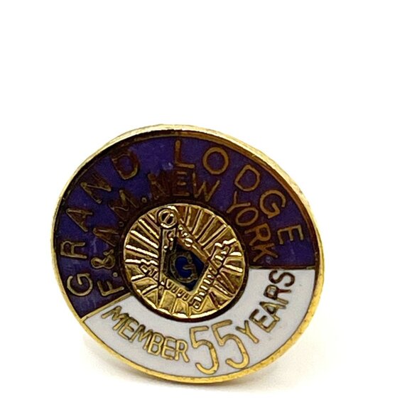 Vintage Grand Lodge New York F & A.M. Member 50/55/65 Years Enamel Lapel Pins Se - Picture 3 of 7